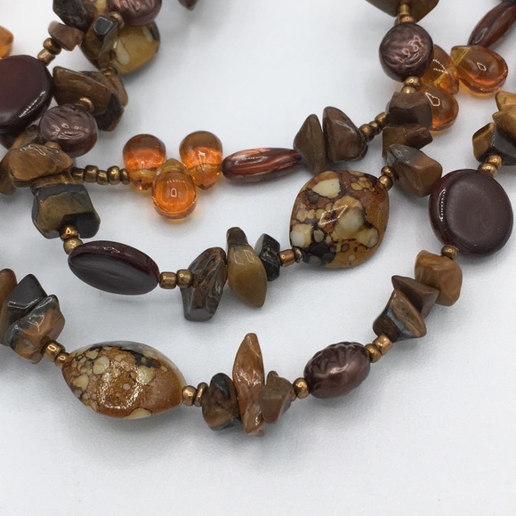 Brown and Amber Beaded Necklace - Picture 4 of 5